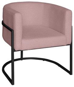 Poltrona Base Industrial Preto Sala de Estar Lety Veludo - Rose