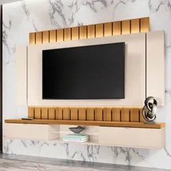 Painel para TV Suspenso 70 Pol. Illuna H01 Off White/Cinamomo - Mpozen