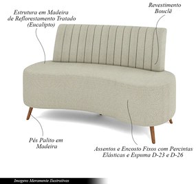 Sofá Living Decorativo 2 Lugares 1,35M Katara Bege Bouclê G33 - Gran Belo