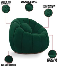 Poltrona Decorativa Orgânica para Sala Kit 2 Cloud Bouclê E03 - D'Rossi - Verde