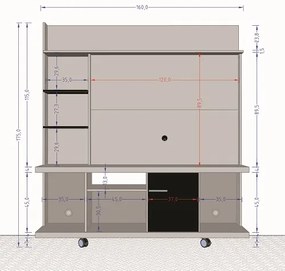 Home Theater Taurus Ripado Naturalle/Off White – Bechara Móveis