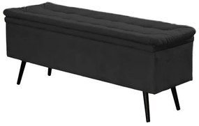 Kit Cabeceira 160cm Calçadeira Baú Casal 140cm Conforto Suede Preto -Sheep Estofados - Preto