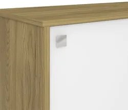 Mesa Escrivaninha em L Sharp e Balcão 70cm 2 Portas Tok A06 Olmo/Branc