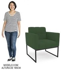 Sofá Namoradeira e 2 Poltronas Base Industrial Preto Ana Veludo Verde