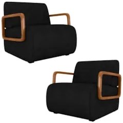 Poltrona Decorativa Orgânica para Sala Kit 2 Belarus Z08 Sintético Pre