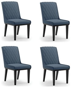 Cadeira Sala de Jantar Base Madeira Preto Kit 4 Sofia Suede Azul Marinho D03 - D'Rossi - Azul Marinho