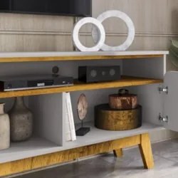 Rack Bancada Para TV 75 Pol 180cm Rita Off/Naturalle B02    - Mpozenat