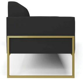 Sofá Namoradeira Base Industrial Alta Dourado Marisa Veludo D03 - D'Rossi - Preto