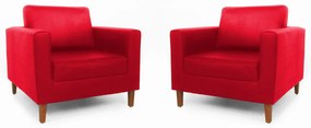 Conjunto 2 Poltrona Decorativa Gabriela Suede Vermelho