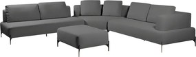 Sofá Modulado Sala de Estar 415cm Marino de Canto Pés de Ferro com Almofadas Linho Chumbo G92 - Gran Belo