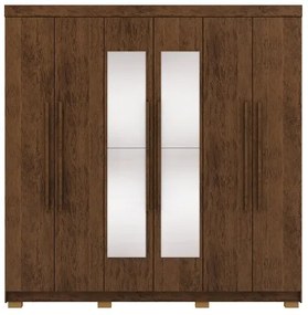Guarda Roupa Com Espelho Elegance 6 Portas Imbuia Rústico - Vila Rica Móveis