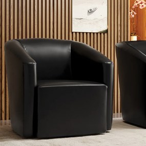 Poltrona Decorativa Base Giratória Stella Max Sintético PU Preto D03 - D'Rossi