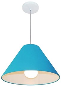 Lustre Pendente Cone Md-4078 Cúpula em Tecido 25/40x15cm Azul - Bivolt