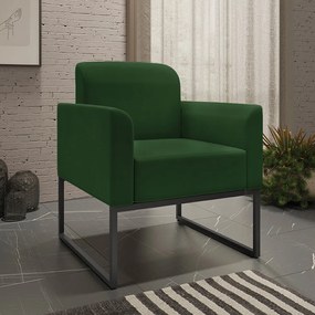 Poltrona Decorativa Isabella Base Industrial Suede Verde/Preto G19 - Gran Belo