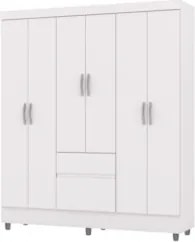 Guarda Roupa Solteiro 154cm Com 6 Portas Mayra Branco Flex V02 - Mpoze