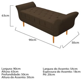 Recamier Estofado Ari 90 cm Solteiro Suede Marrom - ADJ Decor