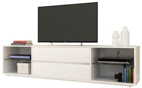 Rack Mogeiro 2 Gavetas cor Laca Branco 200 cm - 58357 Sun House