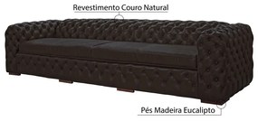 Sofá 4 Lugares Astúria 260cm Couro Marrom Fosco G58 - Gran Belo