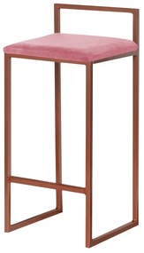 Banqueta Decorativa Selena Base Bronze Suede Rosa G41 - Gran Belo