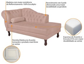 Recamier Diana 140cm Lado Direito Suede Rosê - ADJ Decor
