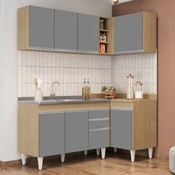 Armário de Cozinha Modulado de Canto Esquerdo 4 Peças CP48 com Pia Ino