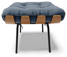 Puff Costela Suede Base Metálica Preto - D'Rossi - Azul Marinho