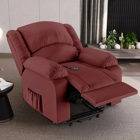 Poltrona do Papai Reclinável Sala de Cinema Madrid Elevação Lift Elétrico PU Vermelho G23