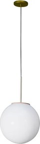 Pendente Madeira Metal Vidro Branco Dourado Milk