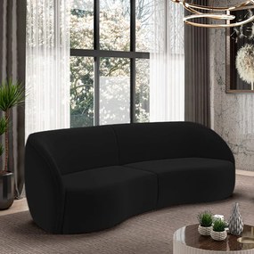 Sofá Decorativo Sala de Estar Bipartido 318cm Clarke Veludo Preto G45 - Gran Belo