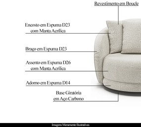 Poltrona Decorativa Base Giratória Galáxia com Almofadas Boucle Branco G45 - Gran Belo