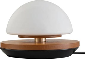 Luminária De Mesa Madeira E Vidro Castanho Flutum Mini