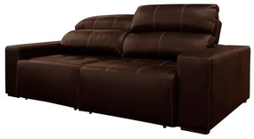 Sofá de Couro 2 Lugares Alabama 250cm USB M06 Cor Café 490 - ADJ DECOR