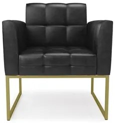 Poltrona Base Industrial Dourado Kit 2 Ana Sintético PU Preto - Ibiza