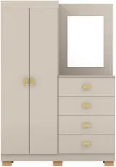 Guarda Roupa Cômoda Com Espelho 120cm Rita Fendi V02 - Mpozenato