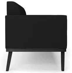Sofá Namoradeira e 2 Poltronas Base Madeira Preto Maressa Linho Preto