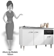 Balcão Gabinete Com Pia Inox 120cm 3 Portas e 1 Gaveta Flex Gabriela B