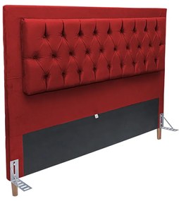 Cabeceira Cama Box Solteiro 90cm Paris Capitonê Suede Vermelho - Sheep Estofados - Vermelho