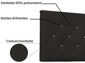 Painel Tânia Para Cama Box Queen 160 cm Corino S04 - D'Rossi - Marrom