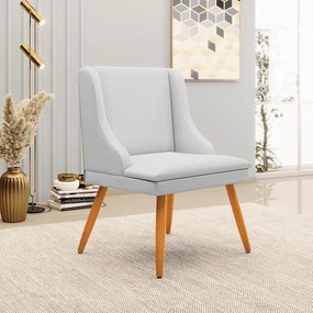 Kit 6 Cadeiras Decorativas Sala de Jantar Pés Palito de Madeira Firenze Linho Cinza/Natural G19 - Gran Belo