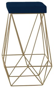 Banqueta Decorativa Kathy Base Gold Veludo Azul G41 - Gran Belo