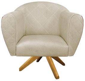 Kit 02 Poltronas Grazi Base Giratória de Madeira Sintético Nozes Linho - ADJ Decor