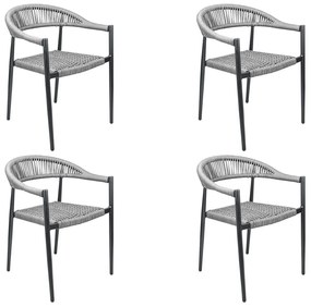 Kit 4 Cadeiras Área Externa de Alumínio Carmy com Corda Naútica Grafite G56 - Gran Belo