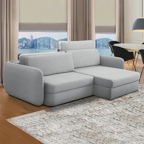 Sofá Cama Sala de Estar Bipartido Elétrico 234cm Retrátil Caixa Zero Torrion Veludo Bege G93 - Gran Belo