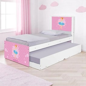 Cama Solteiro Infantil com Cama Auxiliar 195x96cm Personagens K02 - D'Rossi - BAILARINA CLÁSSICA