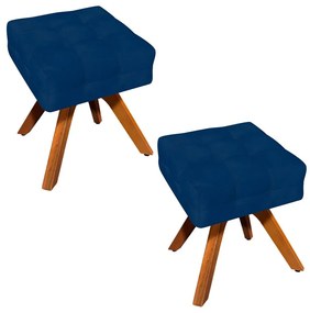 Puff Banqueta Decorativo Giratório MM30 Kit 2 Elisa Suede D03 - D'Rossi - Azul Marinho