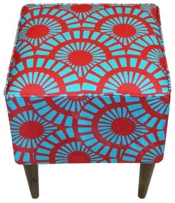 Puff Quadrado Milão Suprema em Suede com Pés Palito - Círculos