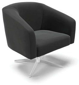Poltrona Decorativa Giratória Cromada Stella Veludo D03 - D'Rossi - Preto