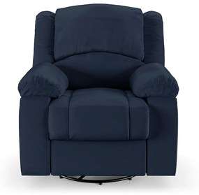 Poltrona do Papai Reclinável Sala de Cinema Madrid Glider Manual Giratória USB PU Azul  G23