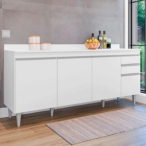 Balcão de Cozinha com Tampo Apex MDP/BP Branco G96 - Gran Belo