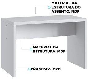 Banco Multiuso Jardim Em Mdp Pés Em Chapa - Branco